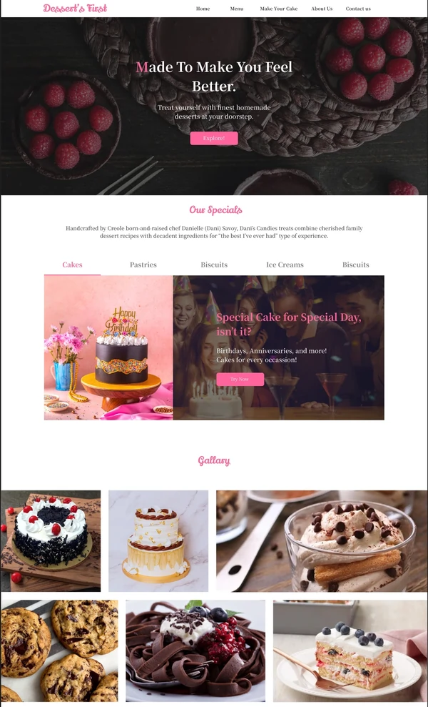 image of a local cake shop website developed by growwithshoby