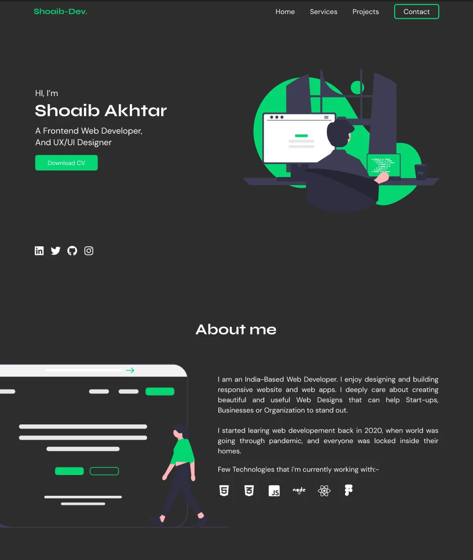 image of a portfolio website developed by growwithshoby